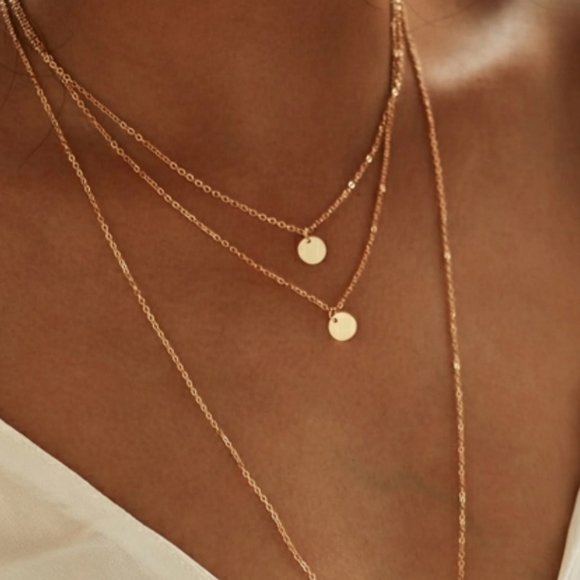 TIFFANY ROUND DISK PENDANT LAYERED NECKLACE SET - Picture 2 of 3